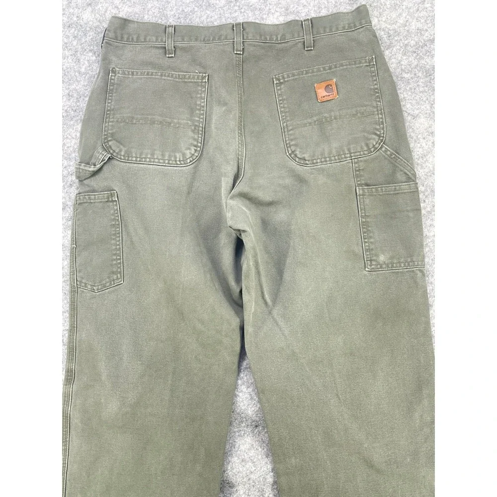 Carhartt B11 MOS Dungaree Men 38x30 Moss Green Wash Duck Work Pants (Fits 36x30)